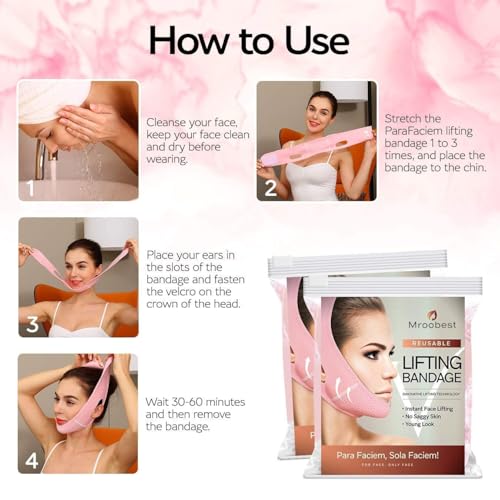 Mroobest ParaFaciem Reusable V Line Mask Facial Slimming Strap Double Chin Reducer Chin Up Mask Face Lifting Belt V Shaped Slimming Face Mask - Image 5