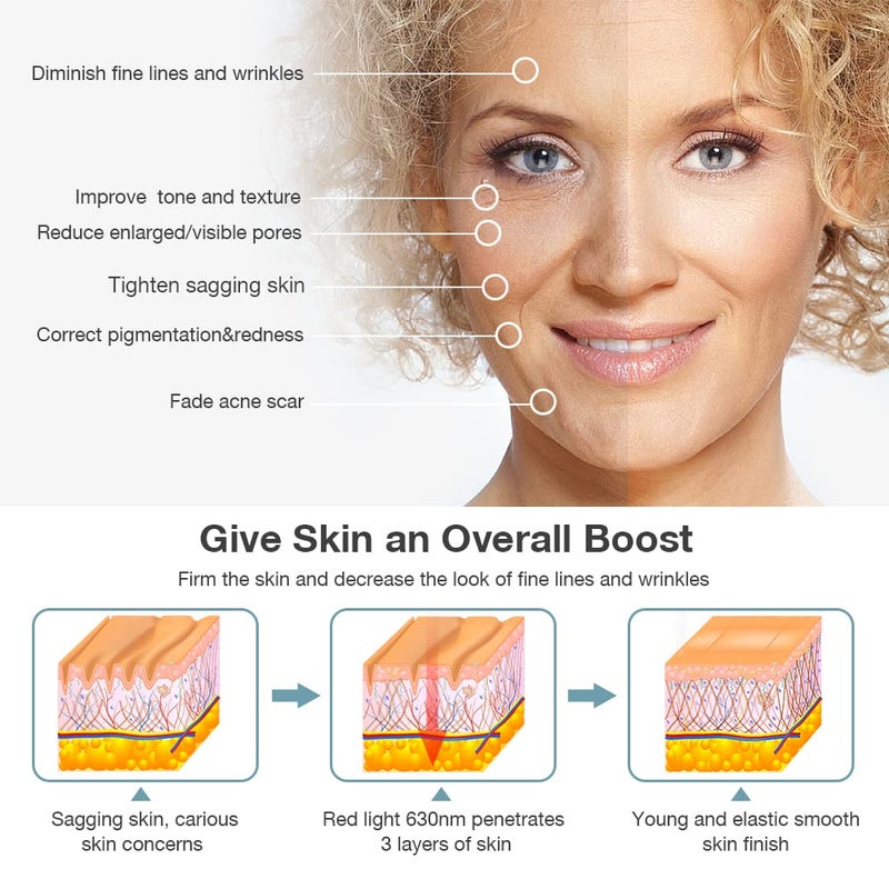 NEWKEY قناع العلاج بالضوء الأحمر NEWKEY للتجاعيد الوجه، 7 مصابيح LED للعلاج بالضوء، قناع العناية بالبشرة في المنزل لمكافحة الشيخوخة - Image 2