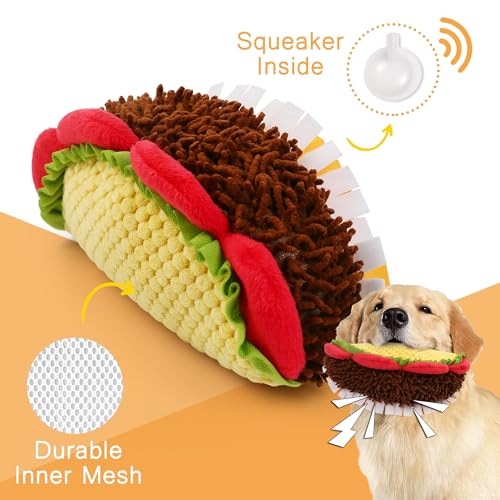 Prime Pets Plush Taco Dog Toy, Dog Squeaky Toys, Food Shaped Pet Toy for Small Medium Large Dogs, Stuffed Puppy Chew Toys - Image 2