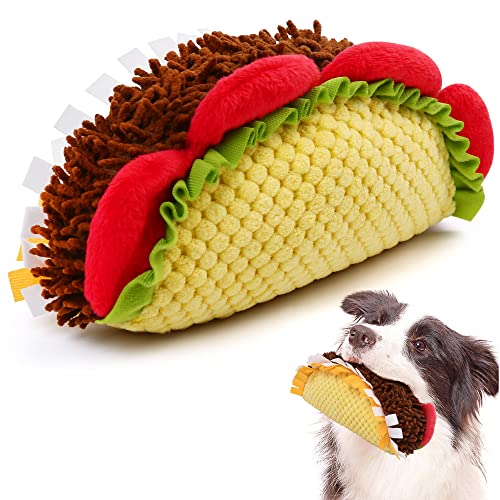 Prime Pets Plush Taco Dog Toy, Dog Squeaky Toys, Food Shaped Pet Toy for Small Medium Large Dogs, Stuffed Puppy Chew Toys - Image 1
