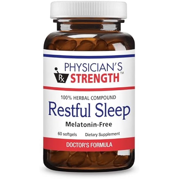Physician's Strength Restful Sleep - 60 Softgels - Natural Support - 100% Herbal Compound - Melatonin Free - Non-GMO & Soy Free - 60 Servings - Image 1