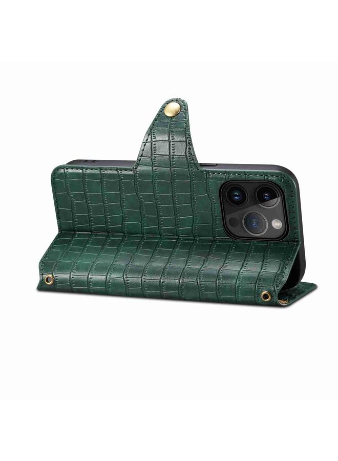 Denior Case For iPhone 14 Pro Crocodile Texture Oil Edge Leather Phone Case - Image 5