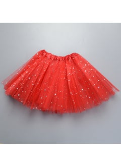 Generic Childrens tutu skirt princess sequins three-layer 6-piece mesh skirt tutu gauze skirt tutu children big red 