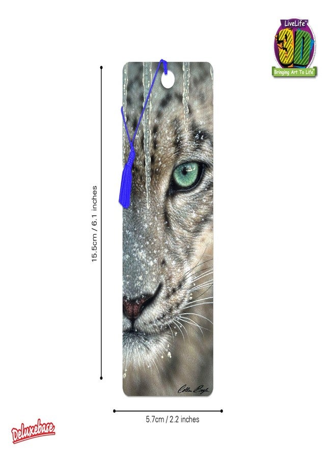 3D LiveLife Bookmark - Blue Ice from Deluxebase. Cute Lenticular Snow Leopard Page Marker. Animal Themed Accessories for Book Lovers. Small Gifts for Men, Women, Writers and Teachers. - Image 2