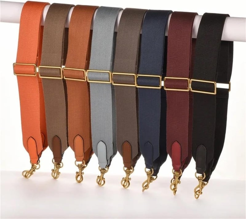 Shoulder Strap 5cm Wide Canvas Fabric Strap Solid Color Bag Strap Messenger Shoulder Bag Belt in Cowskin Leather Bag Parts Adjustable Handbags Strap(Red) - Image 2