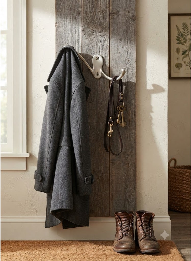 Metal Hat And Coat Hook Wall Hanger, Silver - Image 2