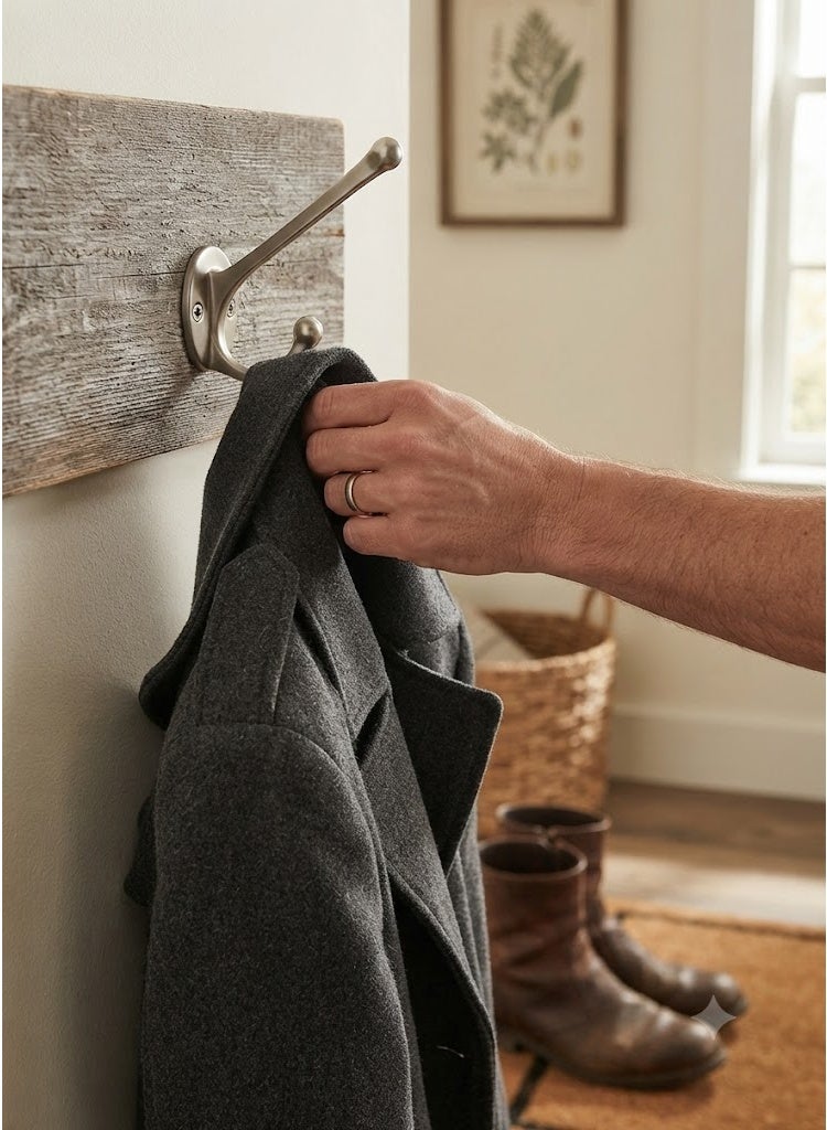 Metal Hat And Coat Hook Wall Hanger, Silver - Image 3
