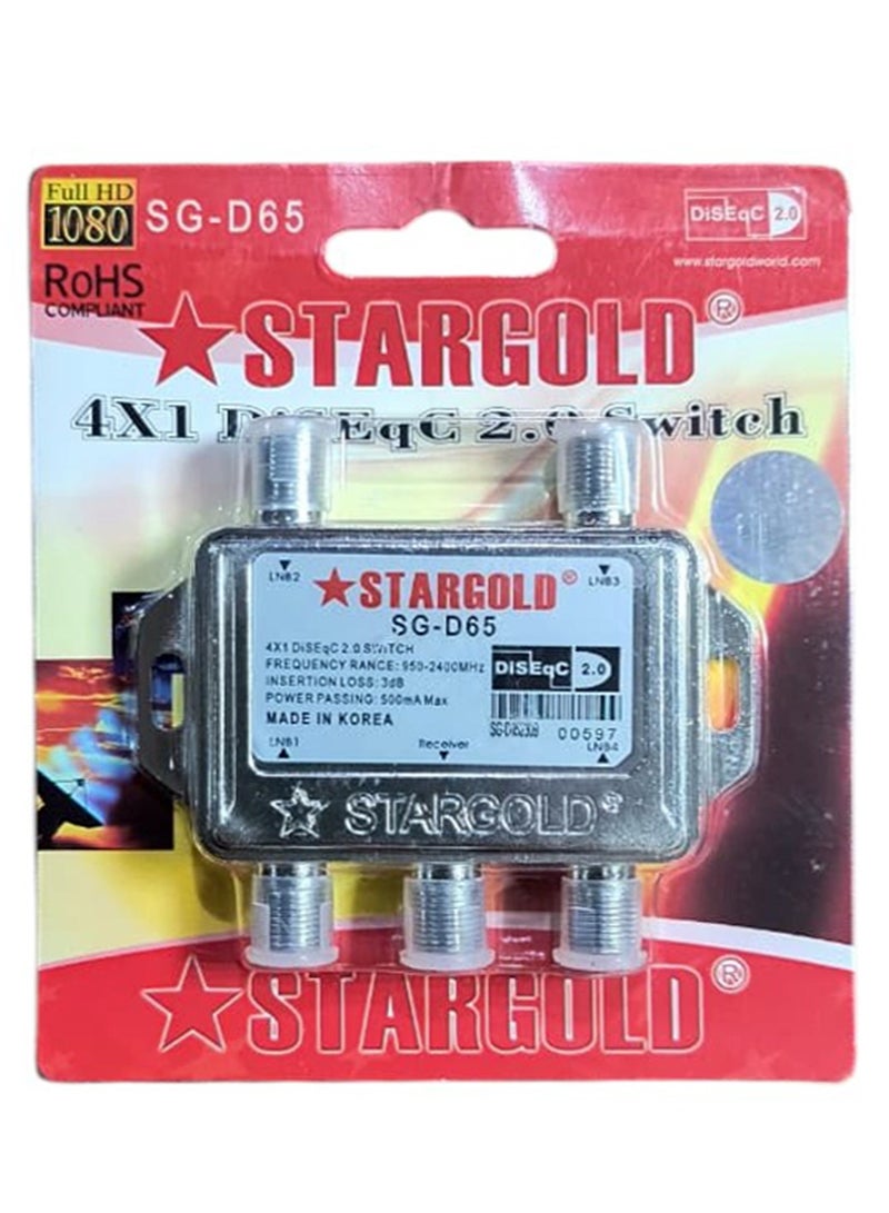 Stargold 4x1 Diseqc 2.0 Switch Works With Hd Tv Cable Amplifiers Amplified Antennas