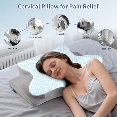 Bespillow Cervical Neck Pillow for Pain Relief, Memory Foam Contour Orthopedic Pillow, Ergonomic Cooling Neck Support Pillow for Side Back Stomach Sleepers, Bed Pillow for Sleeping Comfort - Image 2