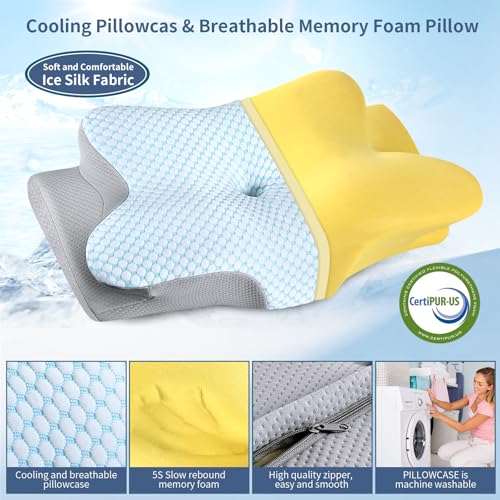 Bespillow Cervical Neck Pillow for Pain Relief, Memory Foam Contour Orthopedic Pillow, Ergonomic Cooling Neck Support Pillow for Side Back Stomach Sleepers, Bed Pillow for Sleeping Comfort - Image 3