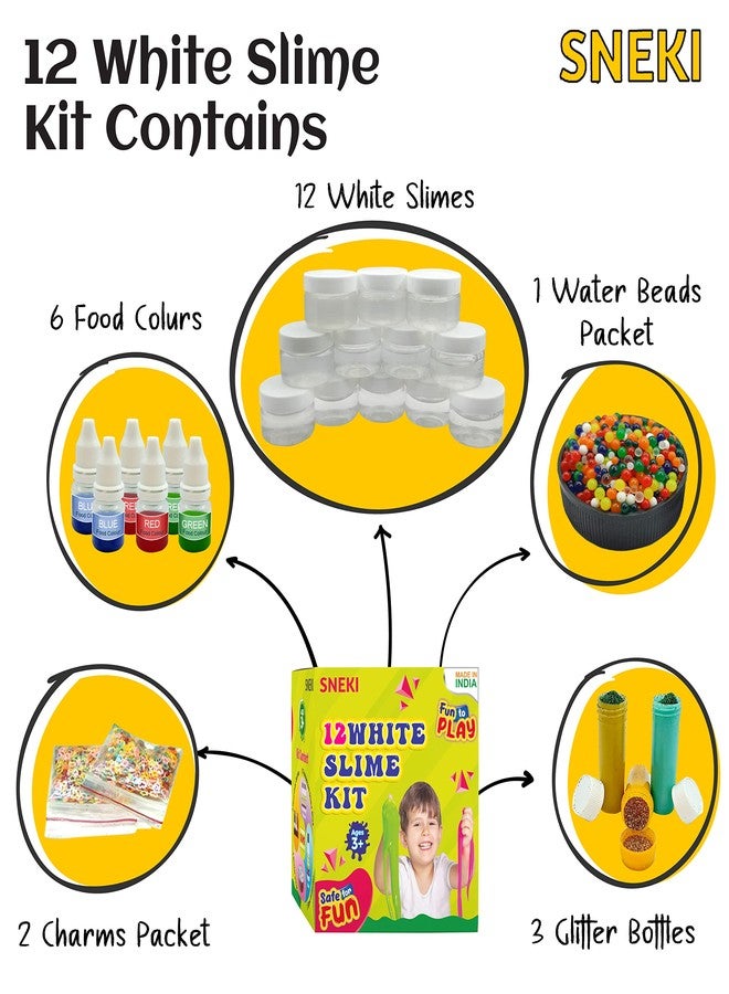 SNEKI 12 Transparent Slime Kit Non Sticky Kids Slime Jelly Putty Toy for Kids Educational Creative DIY Toys Stress Relief Toy Kit for Girls Boys with Glitter Charms Stars Food Colors Beads Ball Set - Image 2