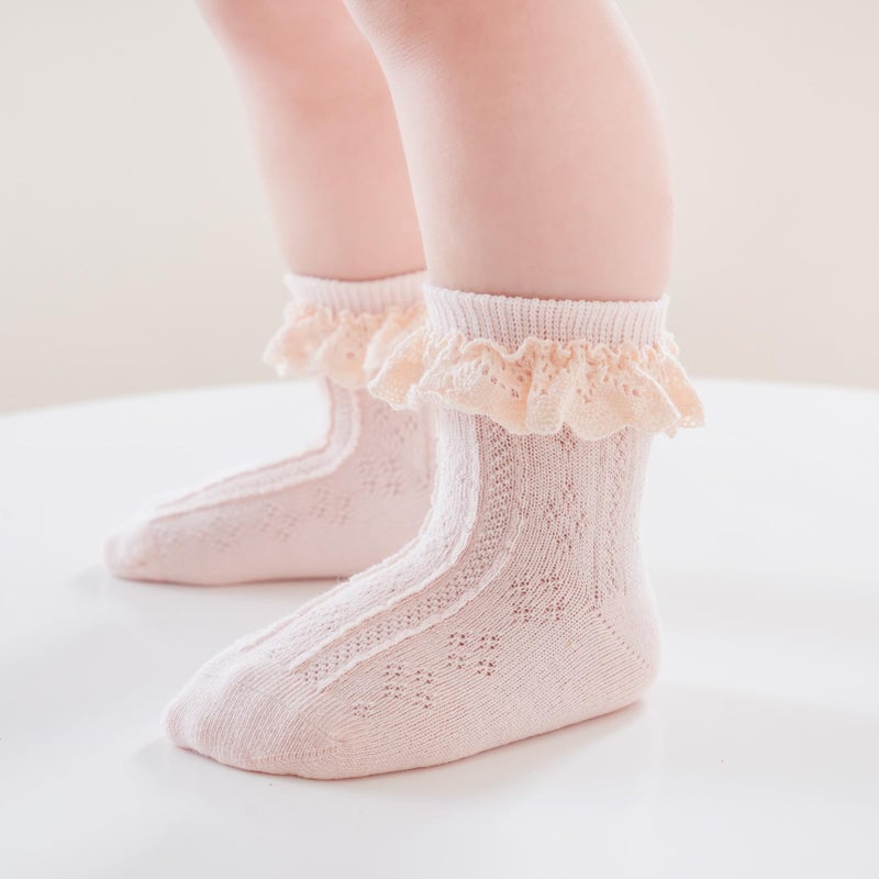Zumou Toddler Lace Socks Girls Ruffle Eyelet Frilly Princess for Baby Little Kids(1-3T, A Assorteds 6 pairs) - Image 4