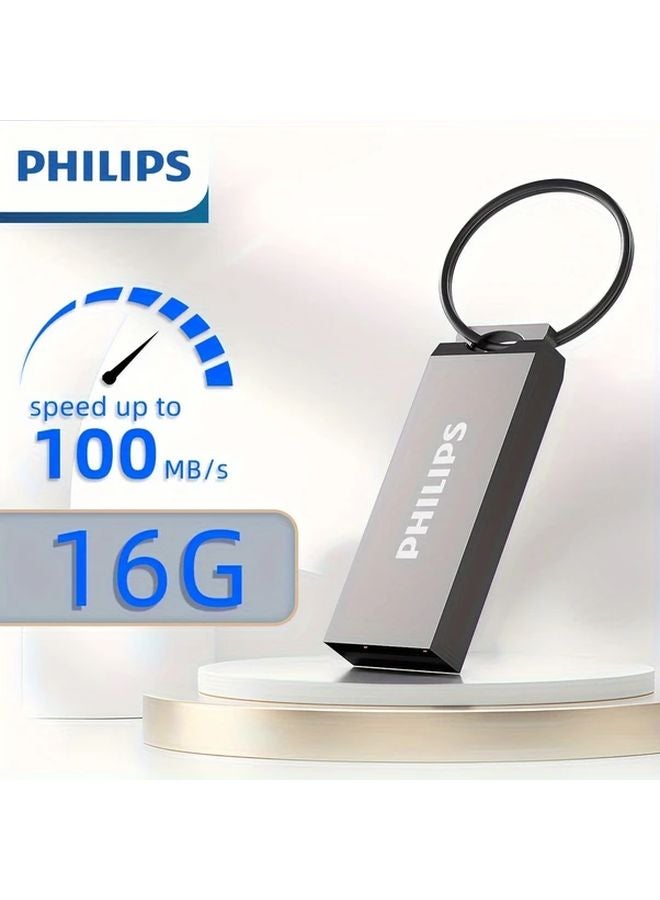 Philips 16 GB High Speed USB 2 0 Metal Flash Drive Thumb Drive Keychain Compatible PC Laptop - Image 1