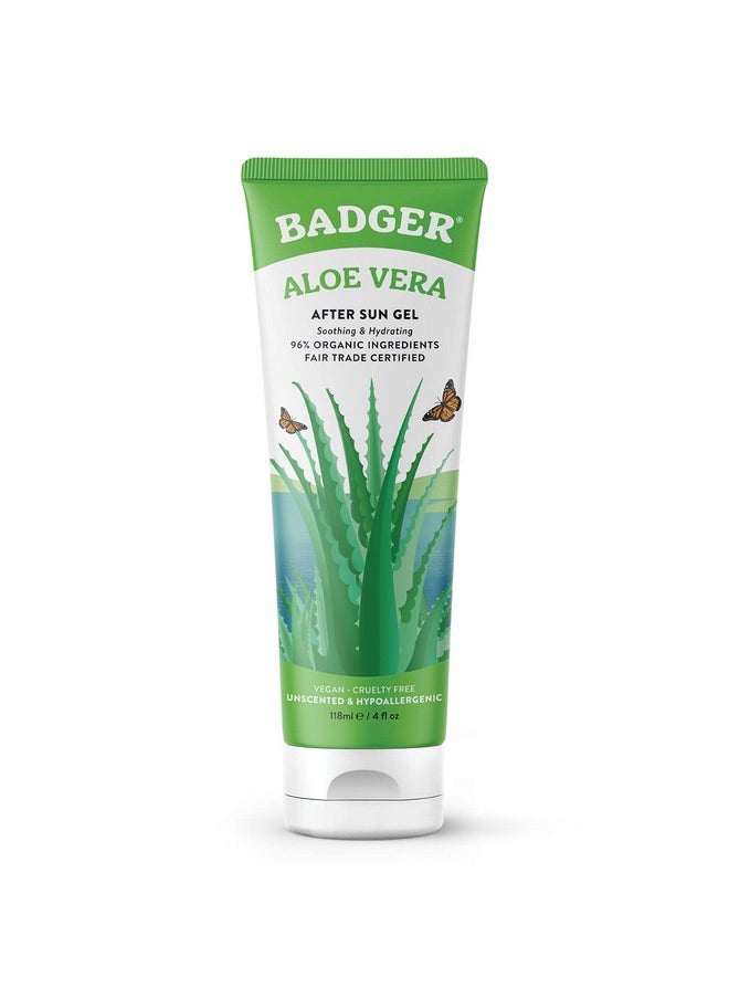Badger Aloe Vera Gel For Sunburn Relief Fair Trade & Organic After Sun Care Pure Cooling Soothing Aloe Vera Gel For Face & Skin Hypoallergenic & Unscented 4 Fl Oz  - Image 1