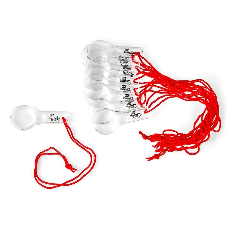 hand2mind Hand Lens with Lanyard 3X and 6X Magnifier for Home Classroom Indoor and Outdoor Use Pack of 10