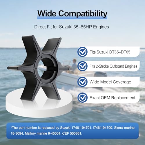 MARKGOO Water Pump Impeller 1746194701 for Suzuki Outboard 35 40 50 55 60 65 HP DT35 DT40 DT50 DT55 DT60 DT65 Boat Motor Engine Parts Replacement Sierra 183094 1746194700 - Image 5