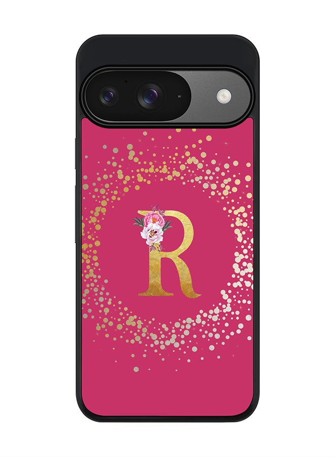 Stylizedd For Google Pixel 9 Case,Slim fit Camera Protection, Shockproof Thin Phone cover - Custom Monogram Floral - R ( Deep Pink ) - Image 1