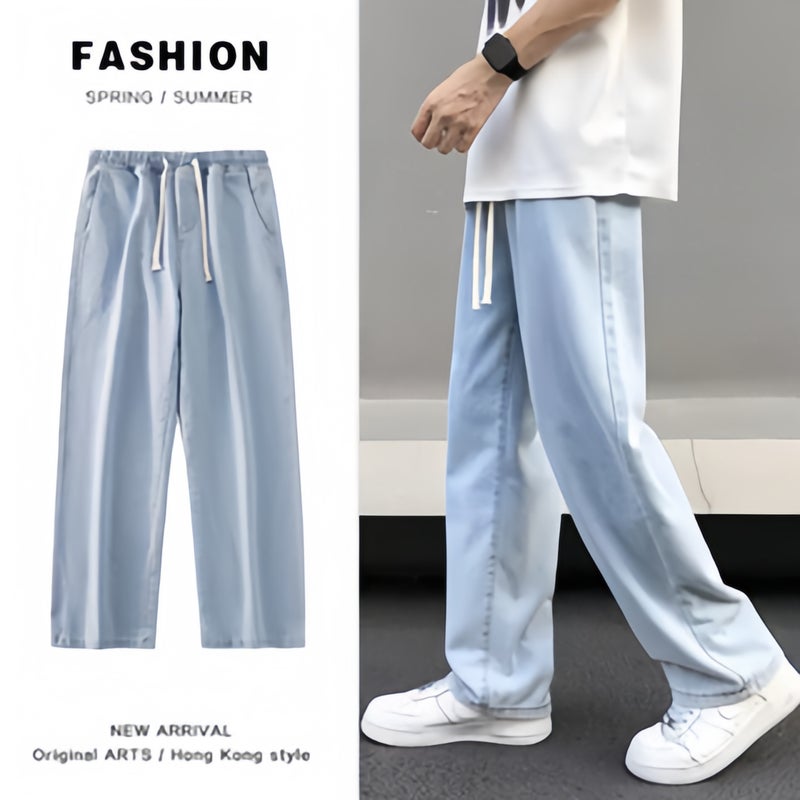 Wide-Leg Jeans For Men Trendy Brand Loose Straight Leg Boys Trendyy Youth Casual Long Pants - Image 2