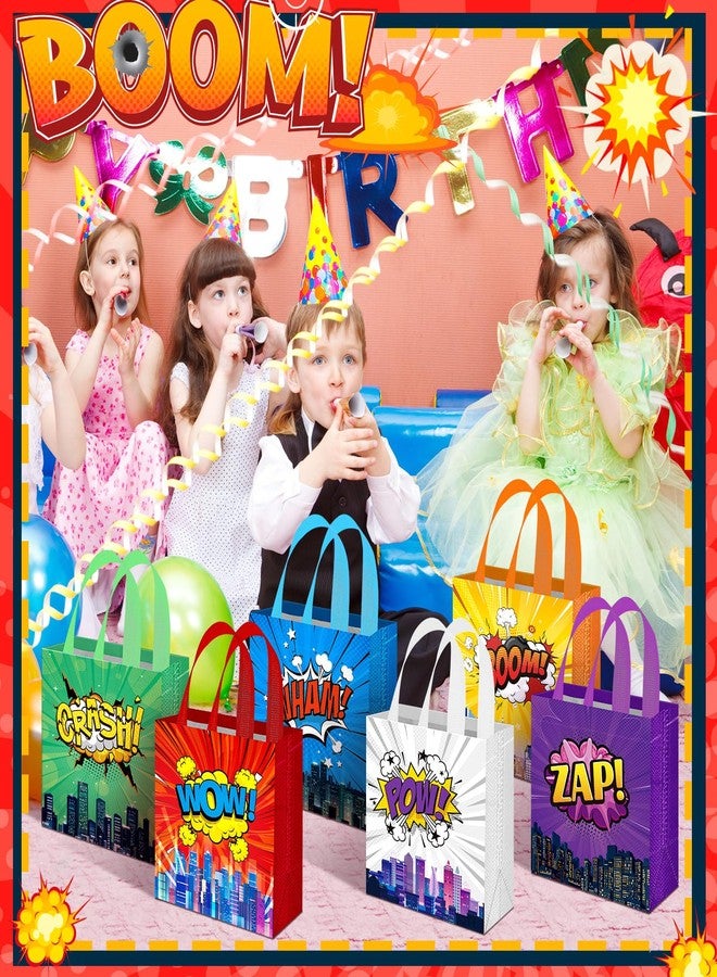 GliCraft 40 Pcs Hero Party Favor Goodie Bags Boom Crash Non-woven Bags Bulk with Handles Reusable Birthday Treat Candy Bag for Birthday Party Favor 7.87 x 7.87 x 3.54 Inches - Image 2