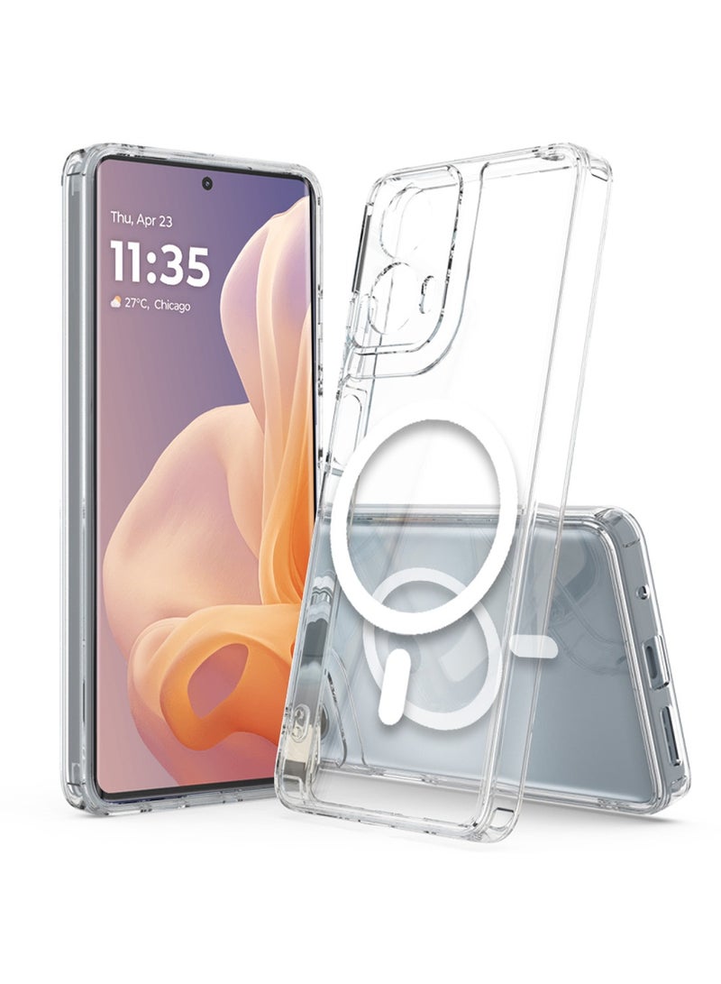 Techie Motorola Moto G85  5G Case with MagSafe – Slim, Anti-Yellowing Transparent Back Cover with Camera Lens Protection, Magnetic Holder Wireless Charging Compatible - Clear - Image 1