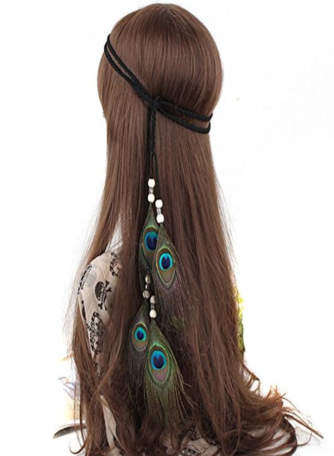 Suoirblss Indian Peacock Feather Headdress Headband Bohemian Tassel Hairband Head Chain Headwear Hair Styling Accessories For Women Handmade - Image 1