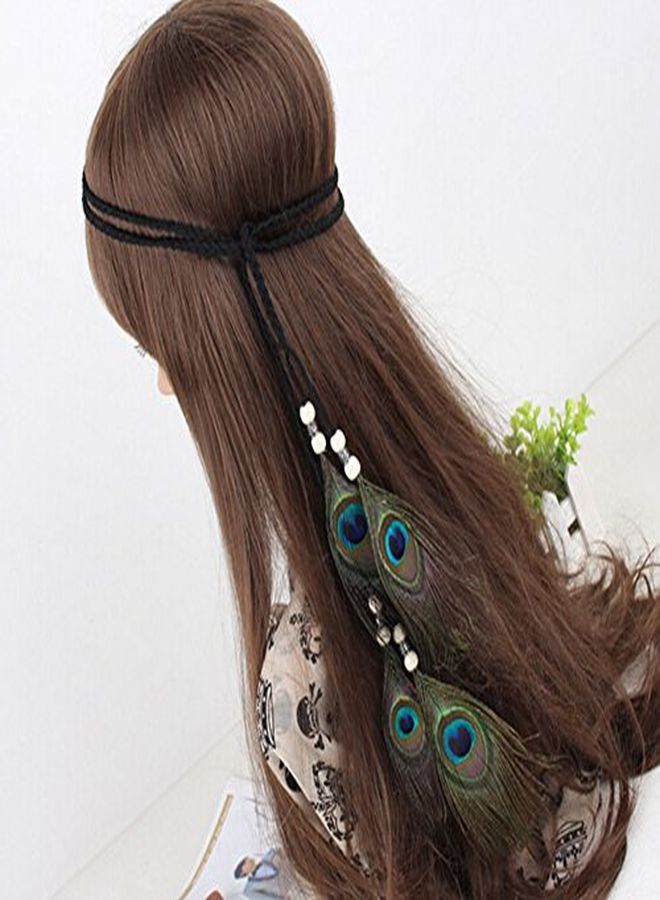 Suoirblss Indian Peacock Feather Headdress Headband Bohemian Tassel Hairband Head Chain Headwear Hair Styling Accessories For Women Handmade - Image 5