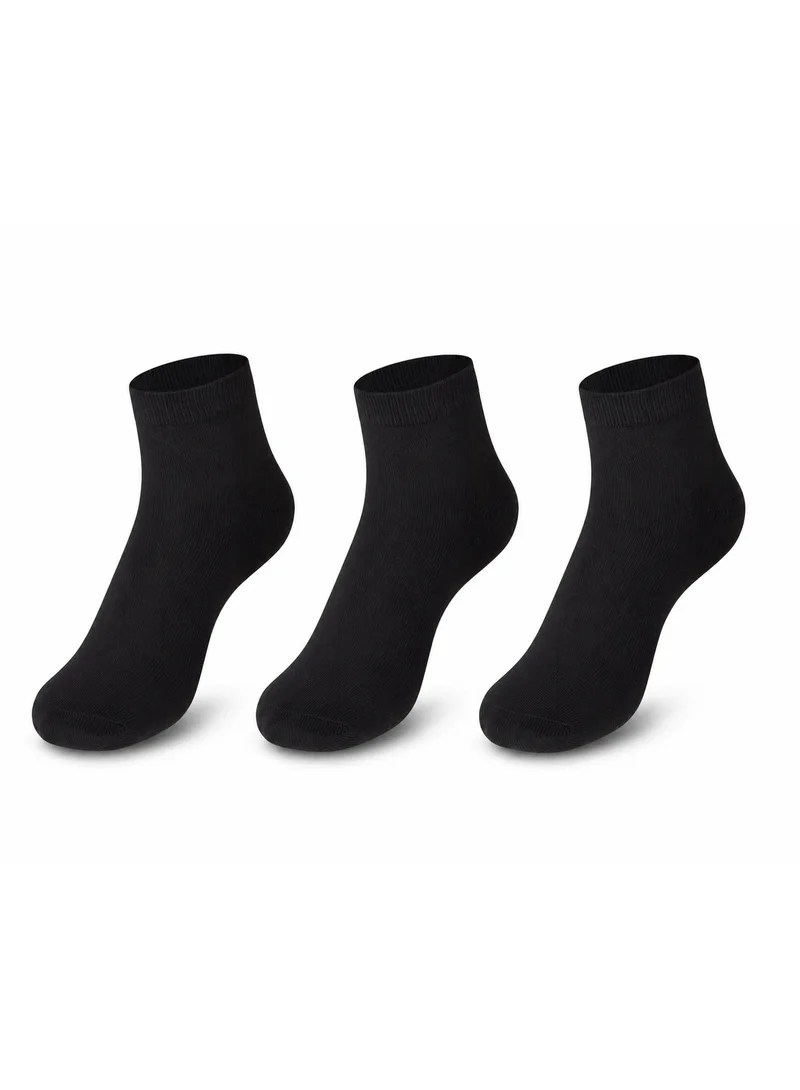 Ampm Kids Cotton-blended Ankle length Socks for Boys and Girls (PACK OF 3) Skin friendly, Lightweight, Ultra-Soft touch, Secure Gentle Grip, Reinforced stitch - BLACK