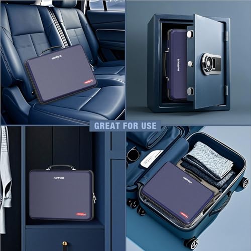 HAPPOUS Fireproof File Organizer, Expanding File Folder with 13 Pockets, Portable Fireproof Document Box Hard-Shell Document Organizer Storage for Documents Laptop Passports Cards Blue - Image 5