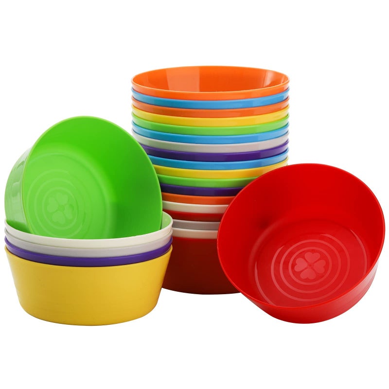Frcctre 24 Pack Kids Plastic Bowls 11 Oz Colorful Toddler Bowl Set BPA Free Small Children Bowl Unbreakable Small Snack Cereal Bowls Dishwasher Safe 8 Assorted Colors