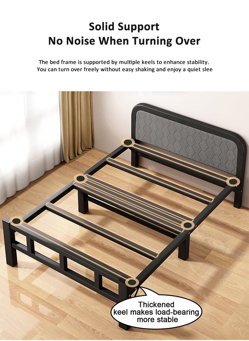 EzzySo - Single Folding Bed with Memory Foam Mattress for Adults, 2 Person Folding Camping Cots Portable Sleeping Cot Size Guest Bed, Black 190X80cm - Image 1