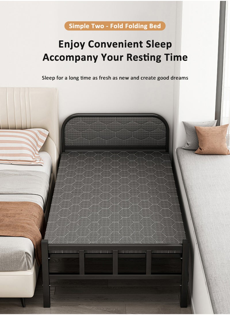 EzzySo - Single Folding Bed with Memory Foam Mattress for Adults, 2 Person Folding Camping Cots Portable Sleeping Cot Size Guest Bed, Black 190X80cm - Image 1