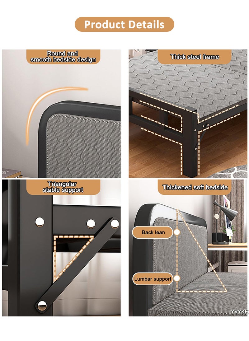 EzzySo - Single Folding Bed with Memory Foam Mattress for Adults, 2 Person Folding Camping Cots Portable Sleeping Cot Size Guest Bed, Black 190X80cm - Image 1