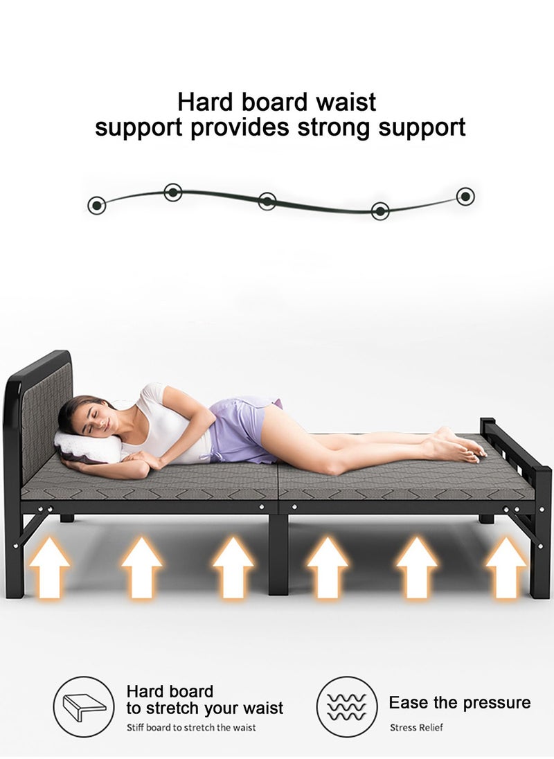EzzySo - Single Folding Bed with Memory Foam Mattress for Adults, 2 Person Folding Camping Cots Portable Sleeping Cot Size Guest Bed, Black 190X80cm - Image 1