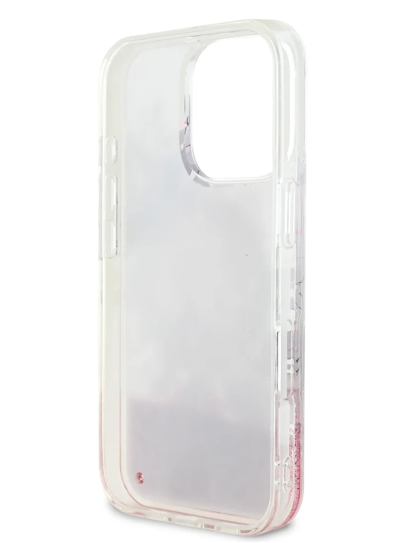 GUESS iPhone 16 Pro Magsafe Case Liquid Glitter Hard Cover with Flower Design / Drop protection / Easy Snap-On / Comfortable Grip-Pink