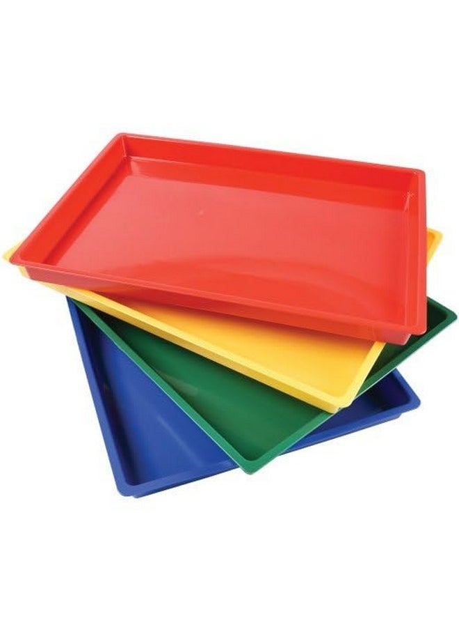 Constructive Playthings Messy Trays For Paint, Water And Sand Toys, Classroom Supplies, Toddler Toys For Creative Play, Set Of 4 Trays, Ages 3 Years And Older  - Image 1