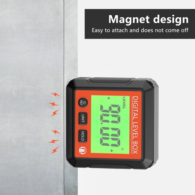 مقياس الزاوية الرقمي الأحمر المغناطيسي الإلكتروني مع شاشة LCD لقياس الميل - Image 3