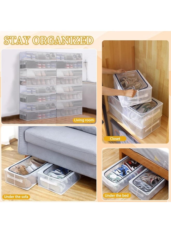 منظم أحذية موفر للمساحة يُوضع تحت السرير - صندوق تخزين أحذية قابل للطي بغطاء شفاف وأرجل معدنية - منظم أحذية مقاوم للغبار للأحذية الرياضية والأحذية ذات الكعب العالي والشباشب - قطعة واحدة - Image 3