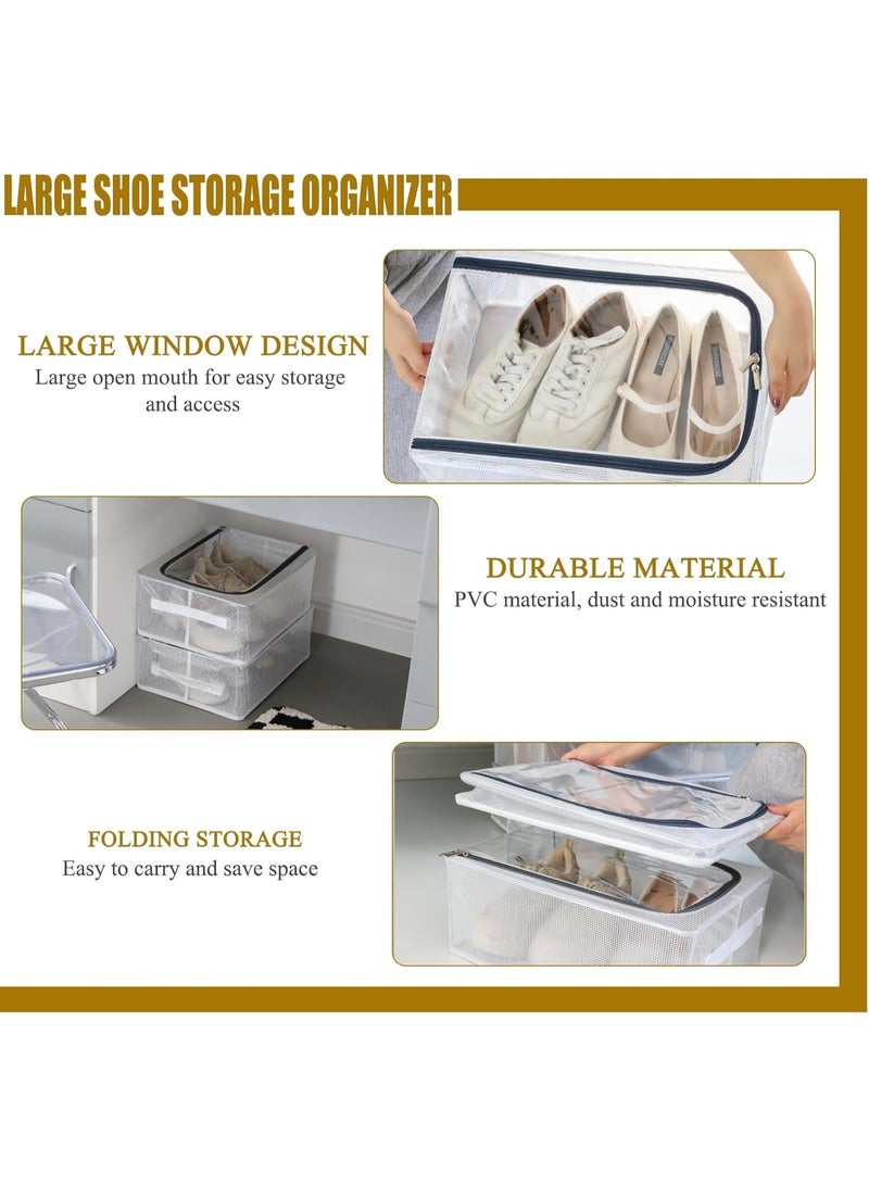 منظم أحذية موفر للمساحة يُوضع تحت السرير - صندوق تخزين أحذية قابل للطي بغطاء شفاف وأرجل معدنية - منظم أحذية مقاوم للغبار للأحذية الرياضية والأحذية ذات الكعب العالي والشباشب - قطعة واحدة - Image 4