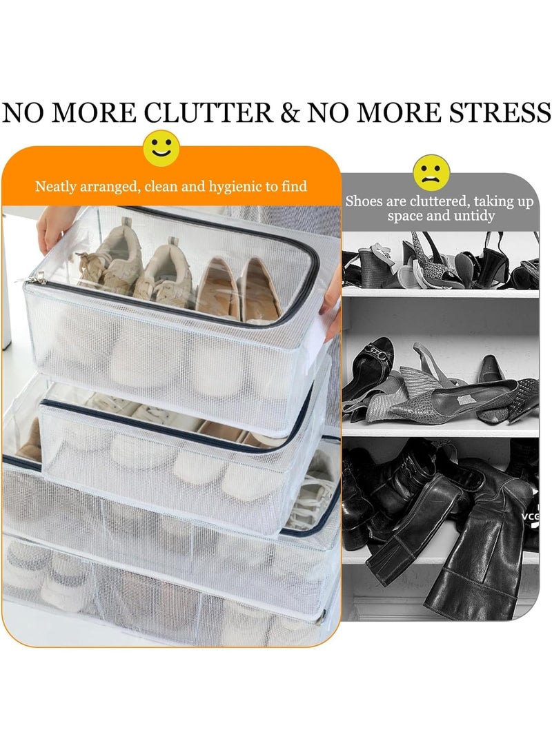منظم أحذية موفر للمساحة يُوضع تحت السرير - صندوق تخزين أحذية قابل للطي بغطاء شفاف وأرجل معدنية - منظم أحذية مقاوم للغبار للأحذية الرياضية والأحذية ذات الكعب العالي والشباشب - قطعة واحدة - Image 5