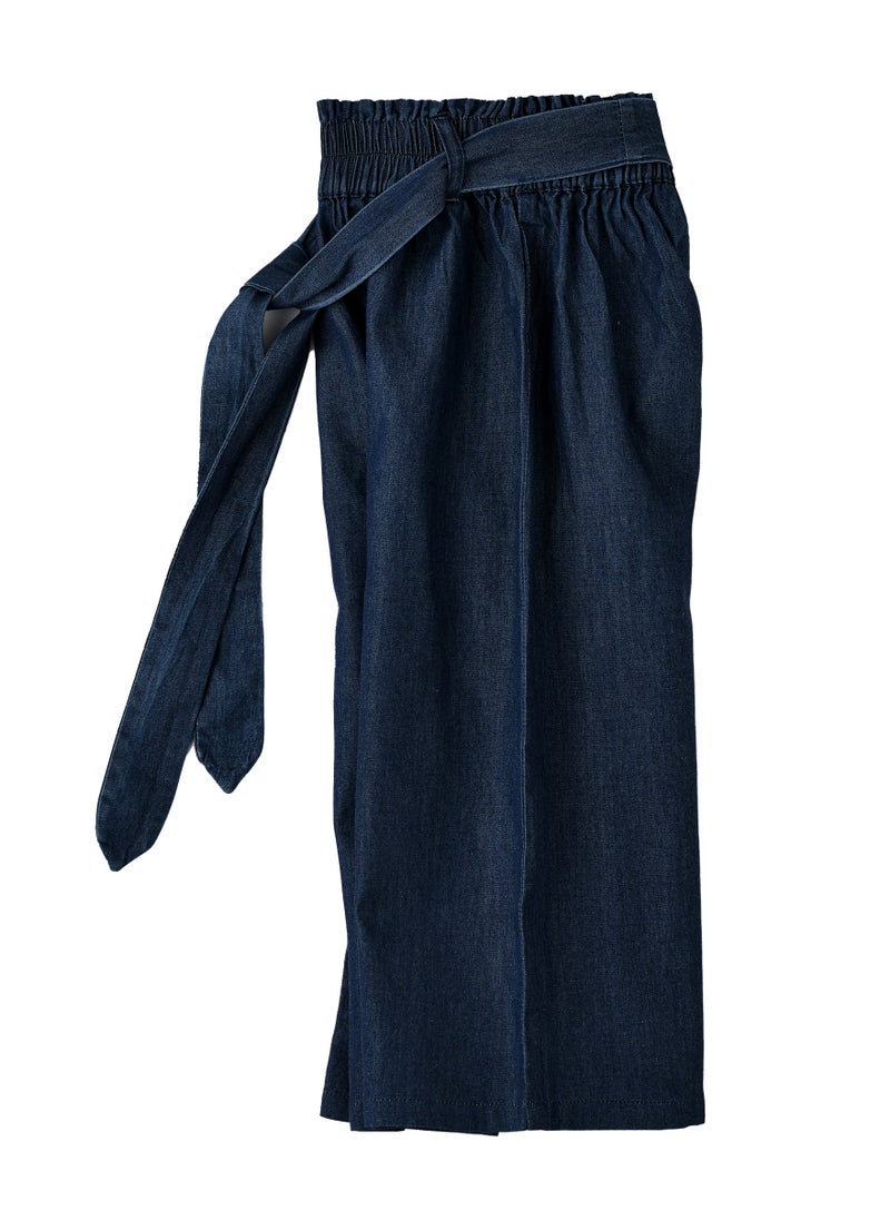 Jelliene Girls Denim Culottes with Tie Belt  - Image 3