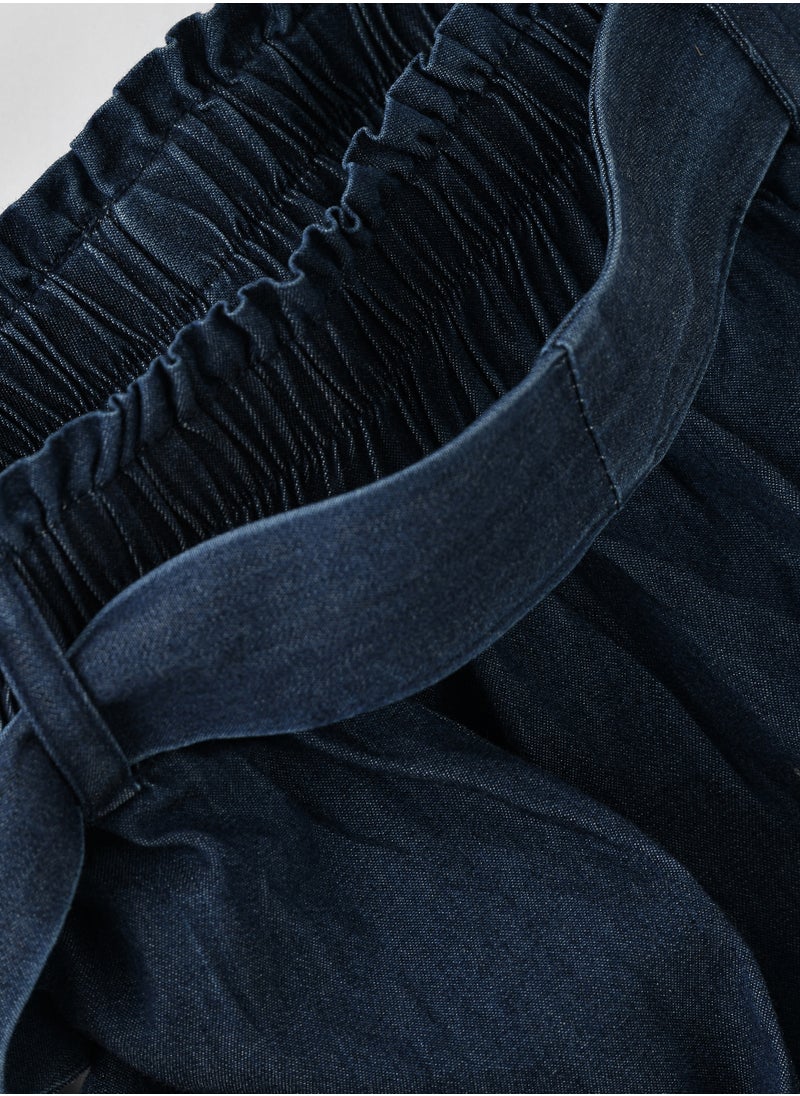 Jelliene Girls Denim Culottes with Tie Belt  - Image 4