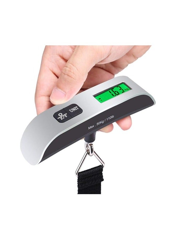 أداك ميزان الأمتعة الرقمي المعلق، مقياس الأمتعة المحمول باليد لحقيبة السفر، للسفر مع شاشة LCD 50 كجم/110 رطل - Image 3