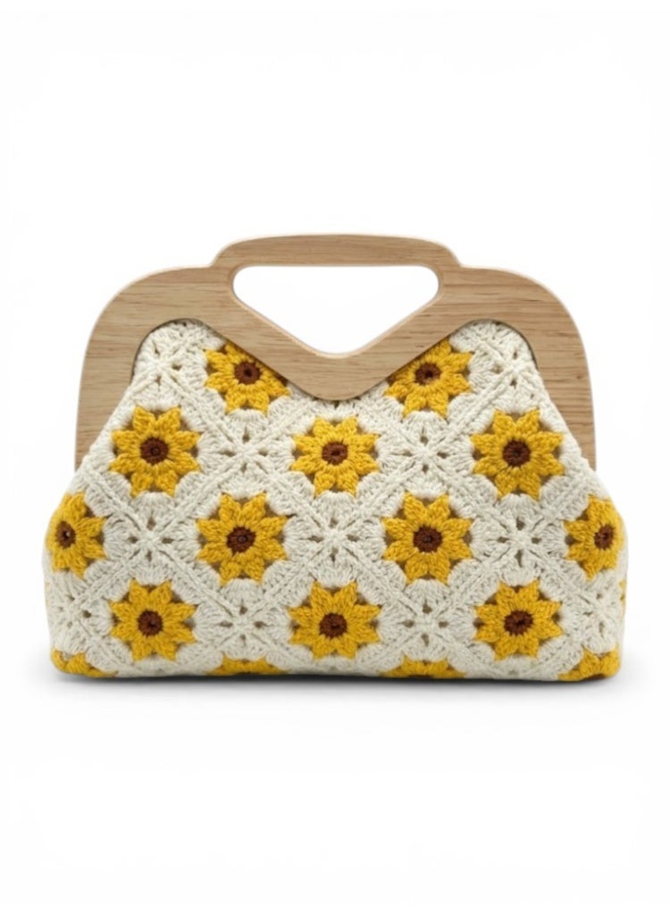 لايف ستيلاش  حقيبة يد خشب ونسيج ZS-14 - اوف وايت - Image 2