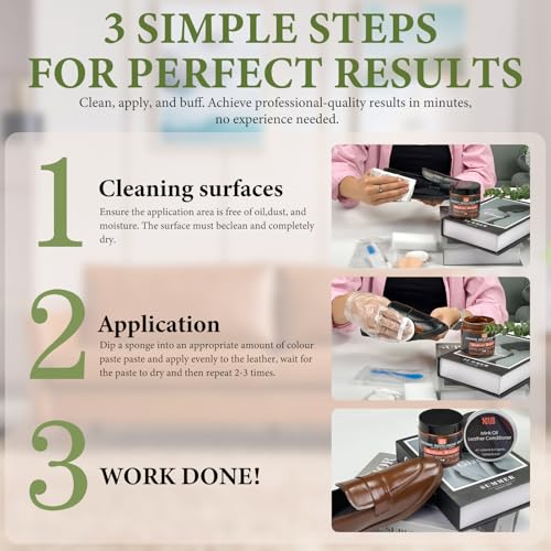 NIUB Leather Recoloring Balm Leather Color Restorer Scratch Repair Leather Paint for Furniture Couches Car Seats Shoes Bags Leather Dye and Scratched Leather with Leather Conditioner - TAN - Image 5