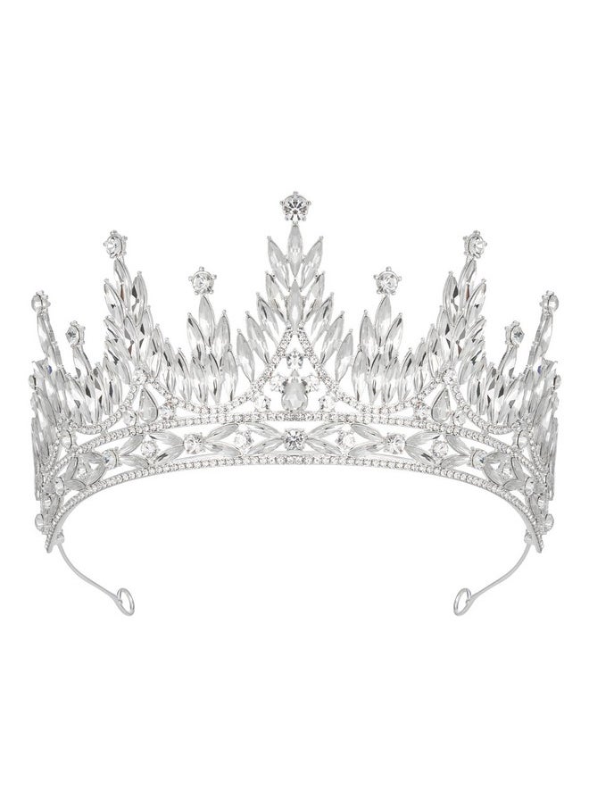SWEETV Tiaras And Crowns For Women, Wedding Tiara For Bride, Rhinestone Queen Crown, Crystal Costume Hair Accessories For Birthday Prom Quinceanera Celebration,Silver  - Image 1