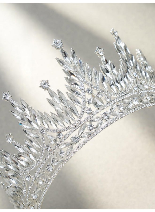 SWEETV Tiaras And Crowns For Women, Wedding Tiara For Bride, Rhinestone Queen Crown, Crystal Costume Hair Accessories For Birthday Prom Quinceanera Celebration,Silver  - Image 4