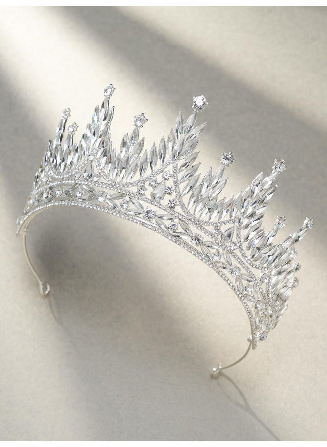 SWEETV Tiaras And Crowns For Women, Wedding Tiara For Bride, Rhinestone Queen Crown, Crystal Costume Hair Accessories For Birthday Prom Quinceanera Celebration,Silver  - Image 5