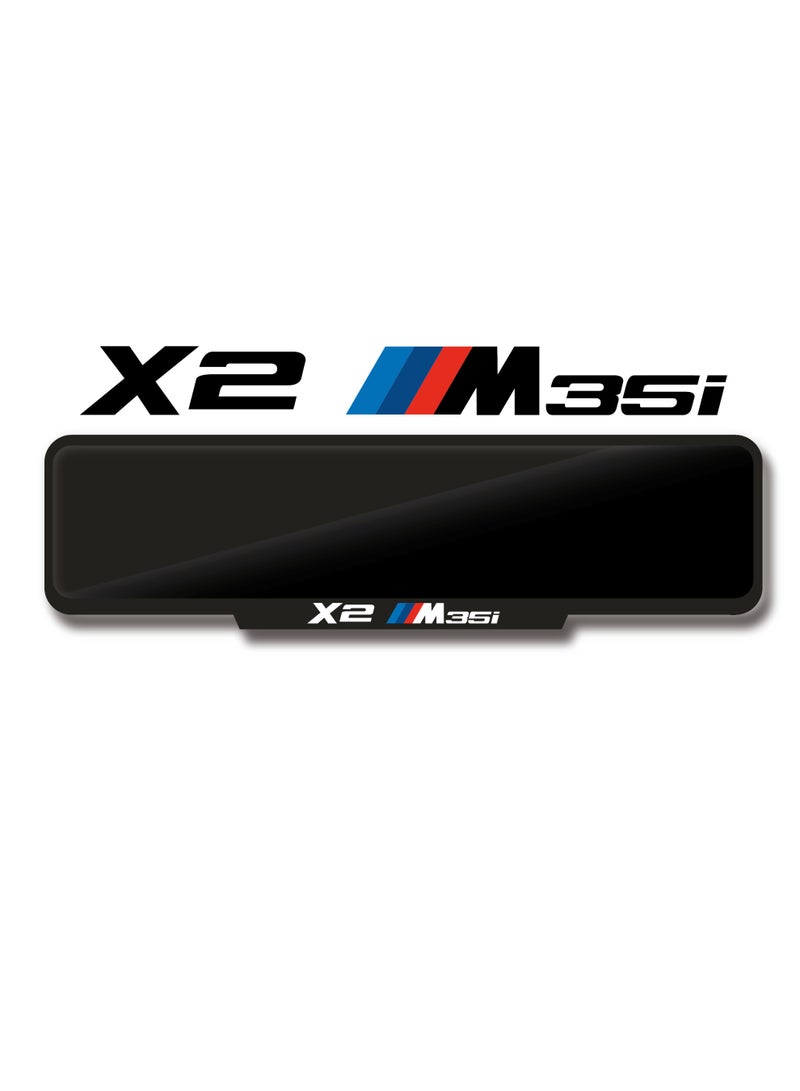 DXBSTAMPS X2 M35i Number Plate Frame – Custom Fit – Black Gloss Finish – M Performance Look – Easy Tape Mount – Available in Sport, Square & Long Sizes  - Image 1