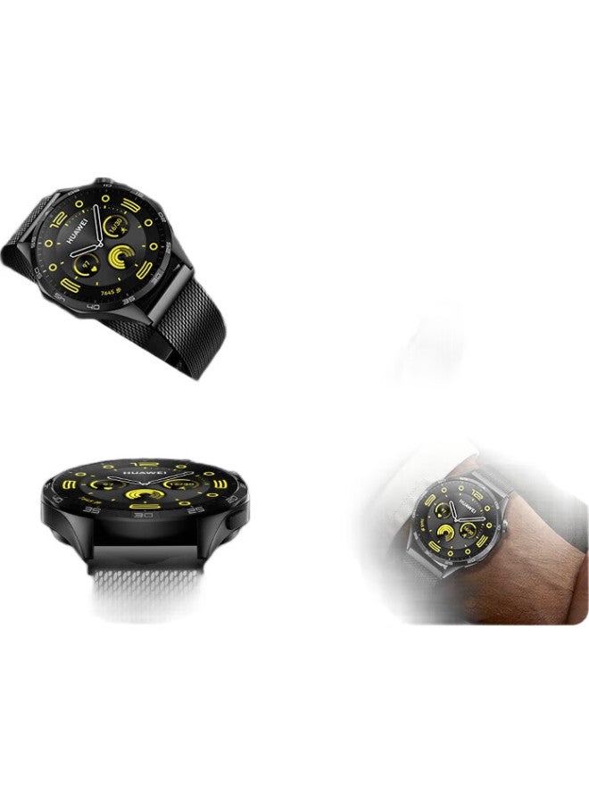 WP Compatible With Huawei Watch Bands For Gt5/Gt4Pro/Watch4Pro/3/2/New, Extraordinary Master Milanese Metal Double Magnetic Stainless Steel Strap For Men, Black - Image 3