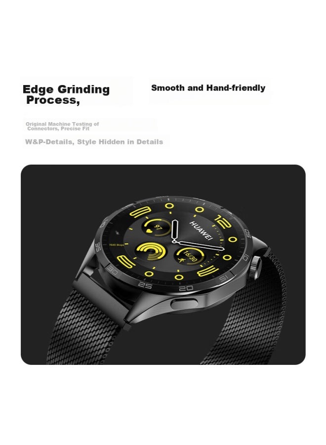 WP W&p Compatible With Huawei Watch Bands For Gt5/gt4pro/watch4pro/3/2/new, Extraordinary Master Milanese Metal Double Magnetic Stainless Steel Strap For Men, Black - Image 5